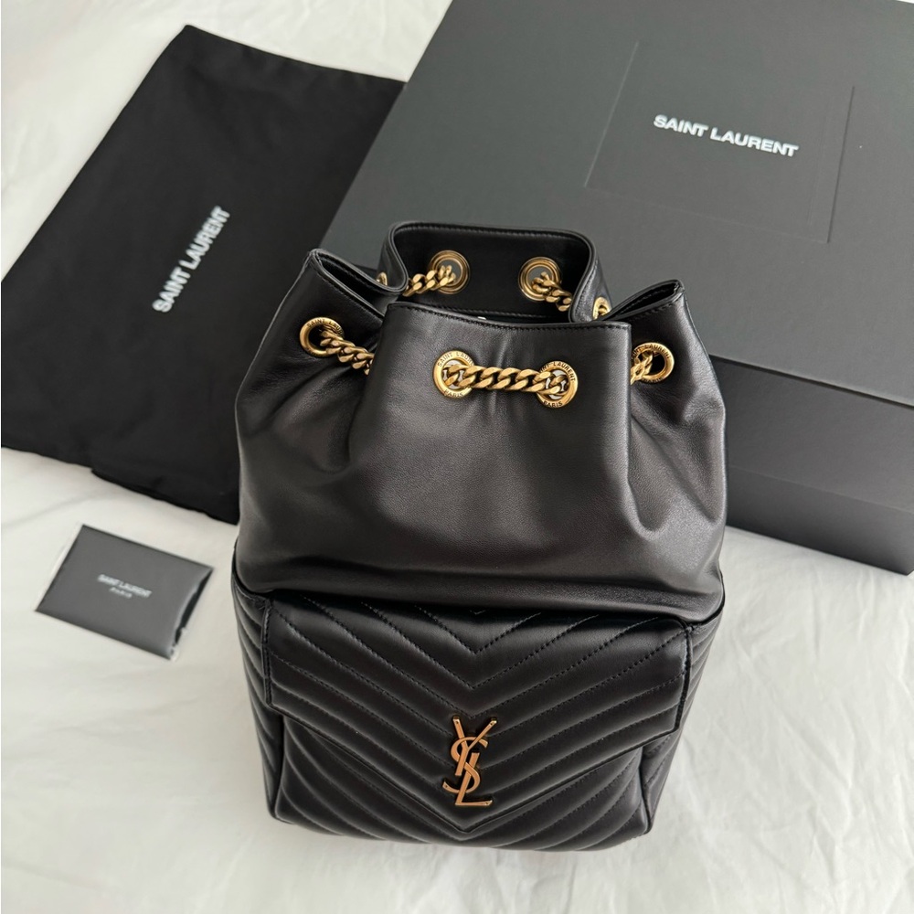 Saint Laurent YSL Monogram Joe Backpack in Black